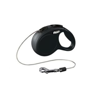 Flexi New Classic XS automatinis pavadys juodas, 3 m, virvutė