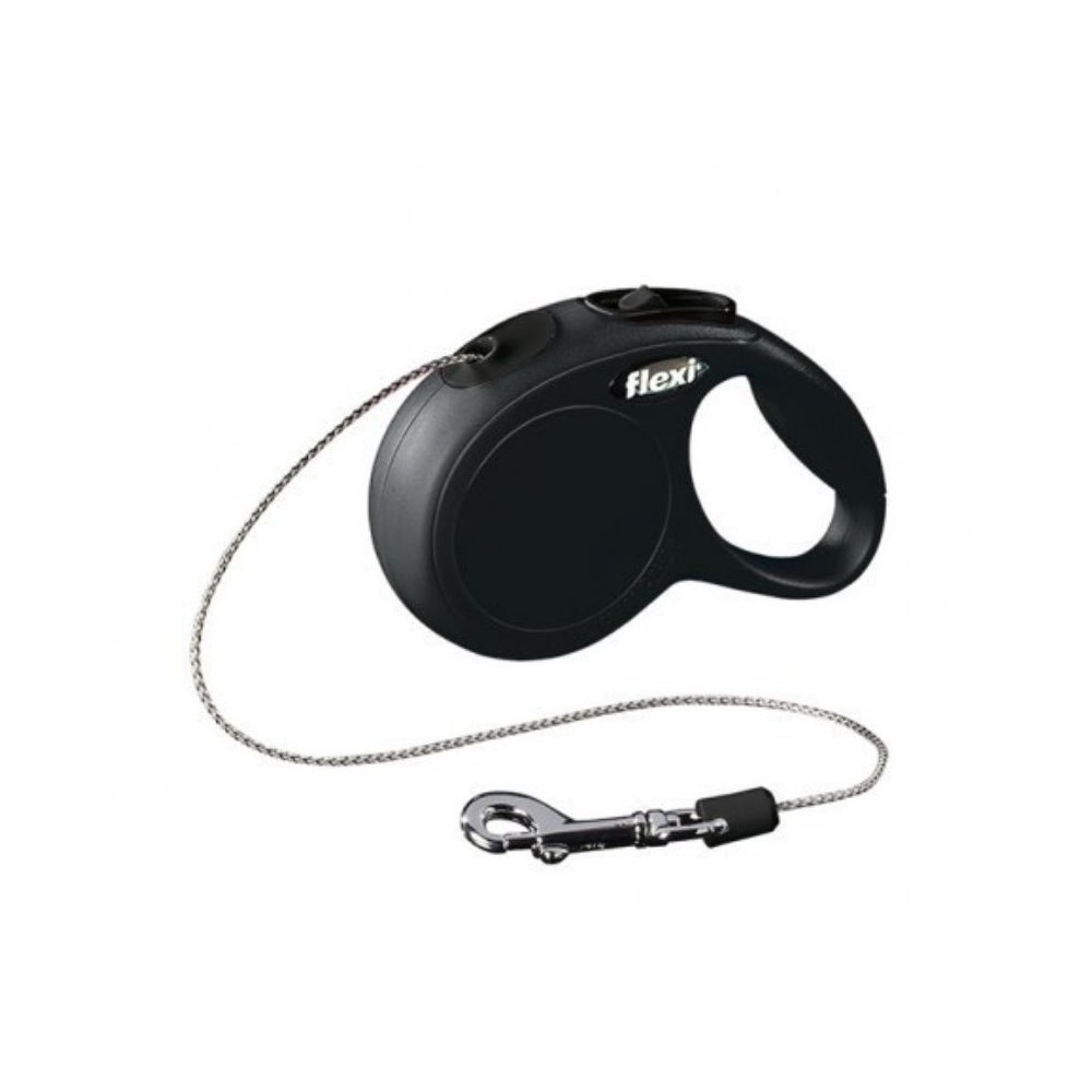 Flexi New Classic XS automatinis pavadys juodas, 3 m, virvutė