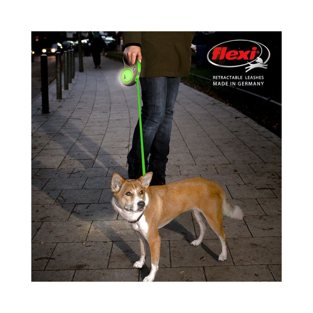 Flexi New Neon M automatinis pavadys, 5 m, juostelė, žalias - Image 5