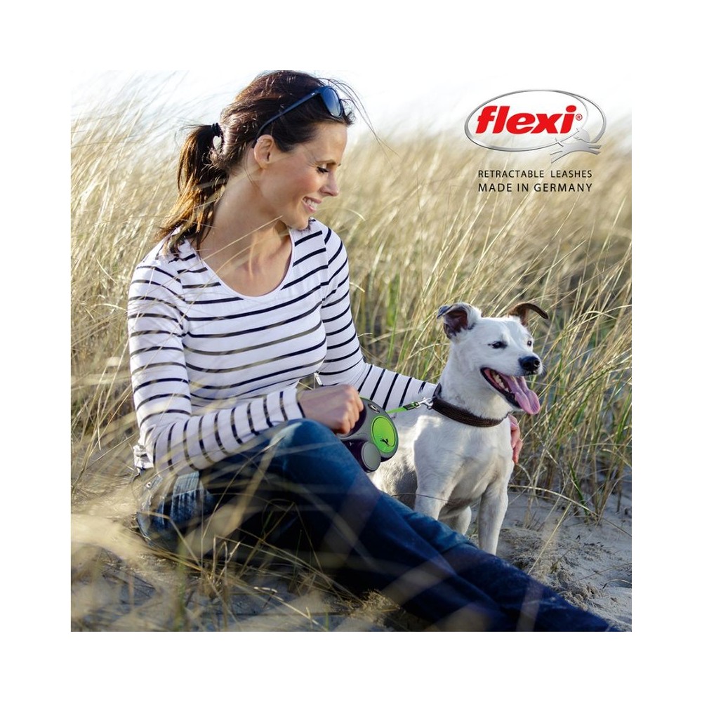 Flexi New Neon M automatinis pavadys, 5 m, juostelė, žalias - Image 6