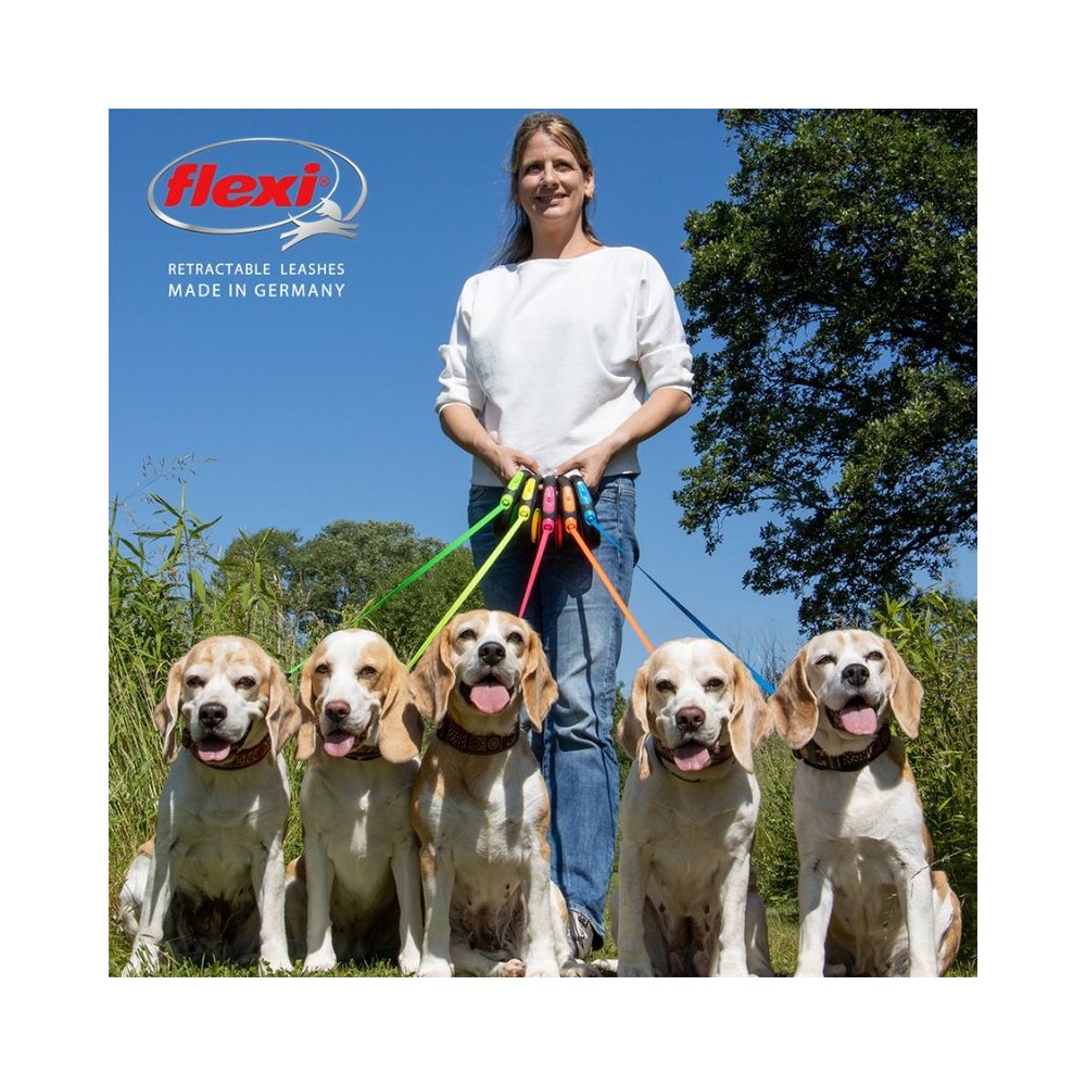 Flexi New Neon M automatinis pavadys, 5 m, juostelė, žalias - Image 7