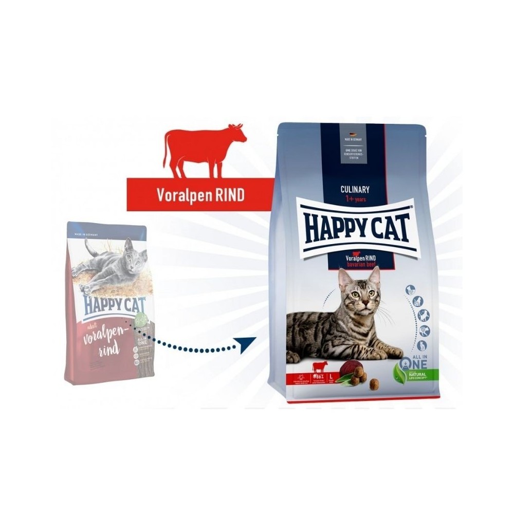 Happy Cat visavertis pašaras suaugusioms katėms su jautiena Culinary VoralpenRind, 4 kg