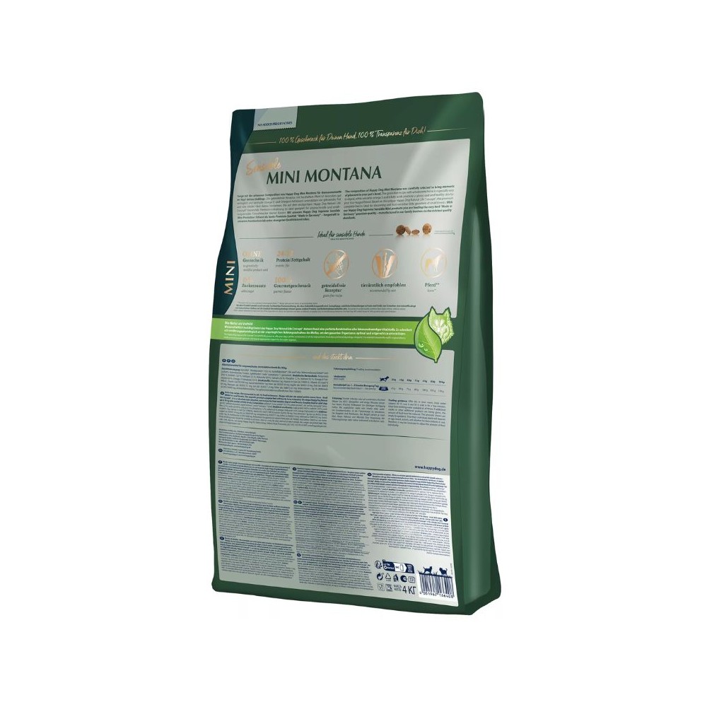 Happy Dog Mini Montana visavertis pašaras suaugusiems mažų veislių šunims su arkliena, 4 kg - Image 4