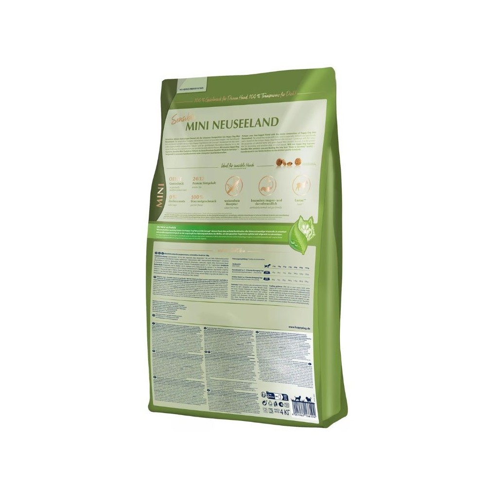 Happy Dog Mini Neuseeland visavertis pašaras mažų veislių suaugusiems šunims su ėriena ir ryžiais, 300 g - Image 4