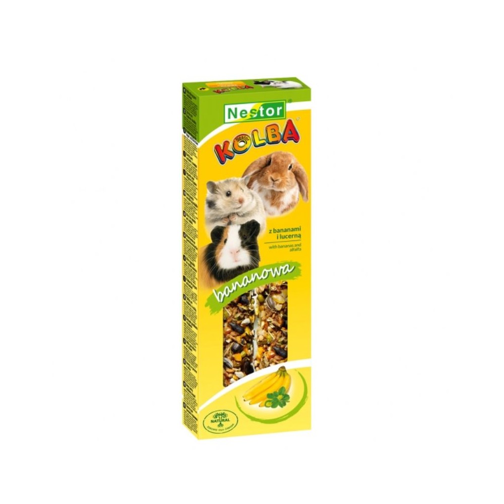Nestor skanėstai graužikams su bananais ir liucerna, 2 vnt