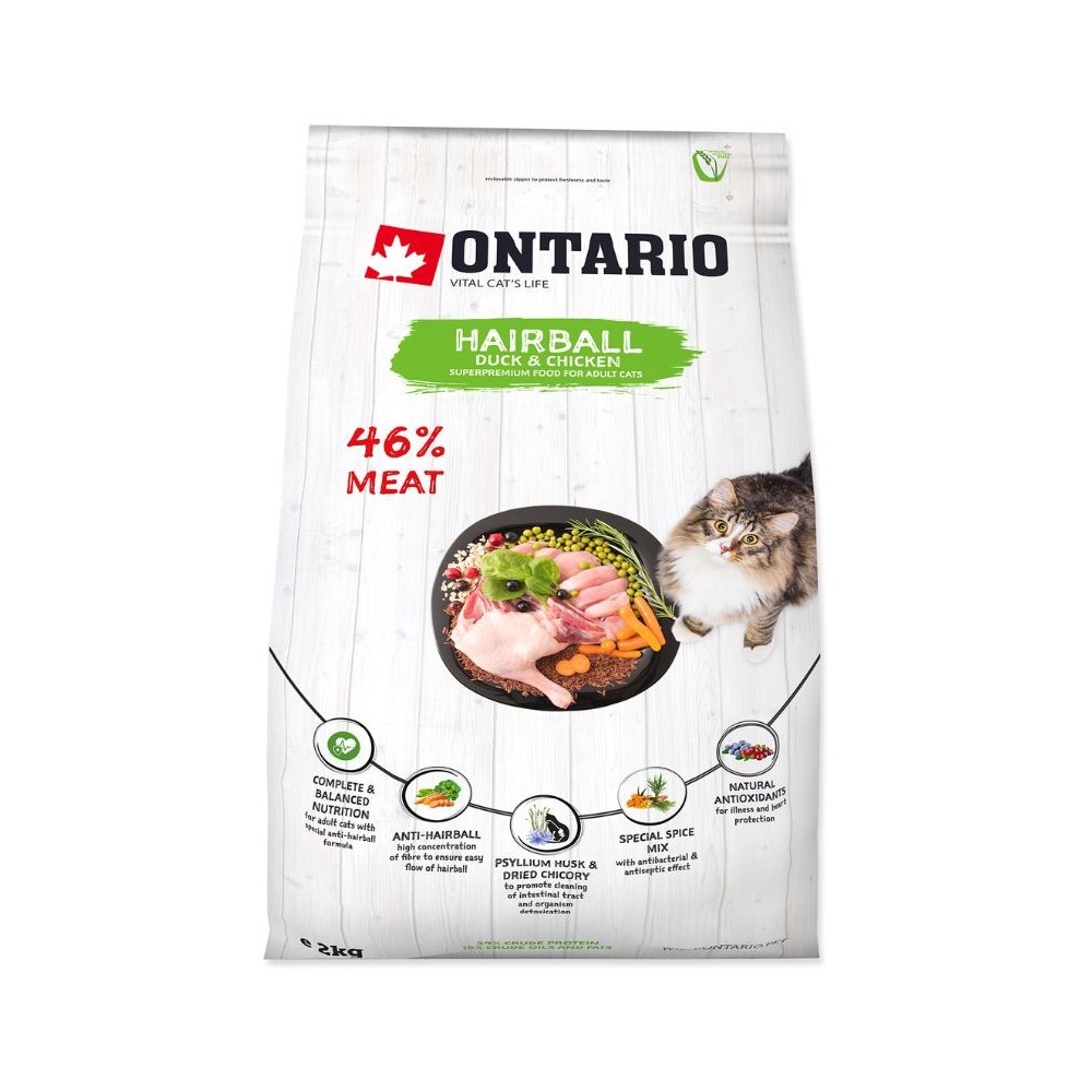 Ontario visavertis pašaras suaugusioms katėms Cat Hairball, 2 kg - Image 2