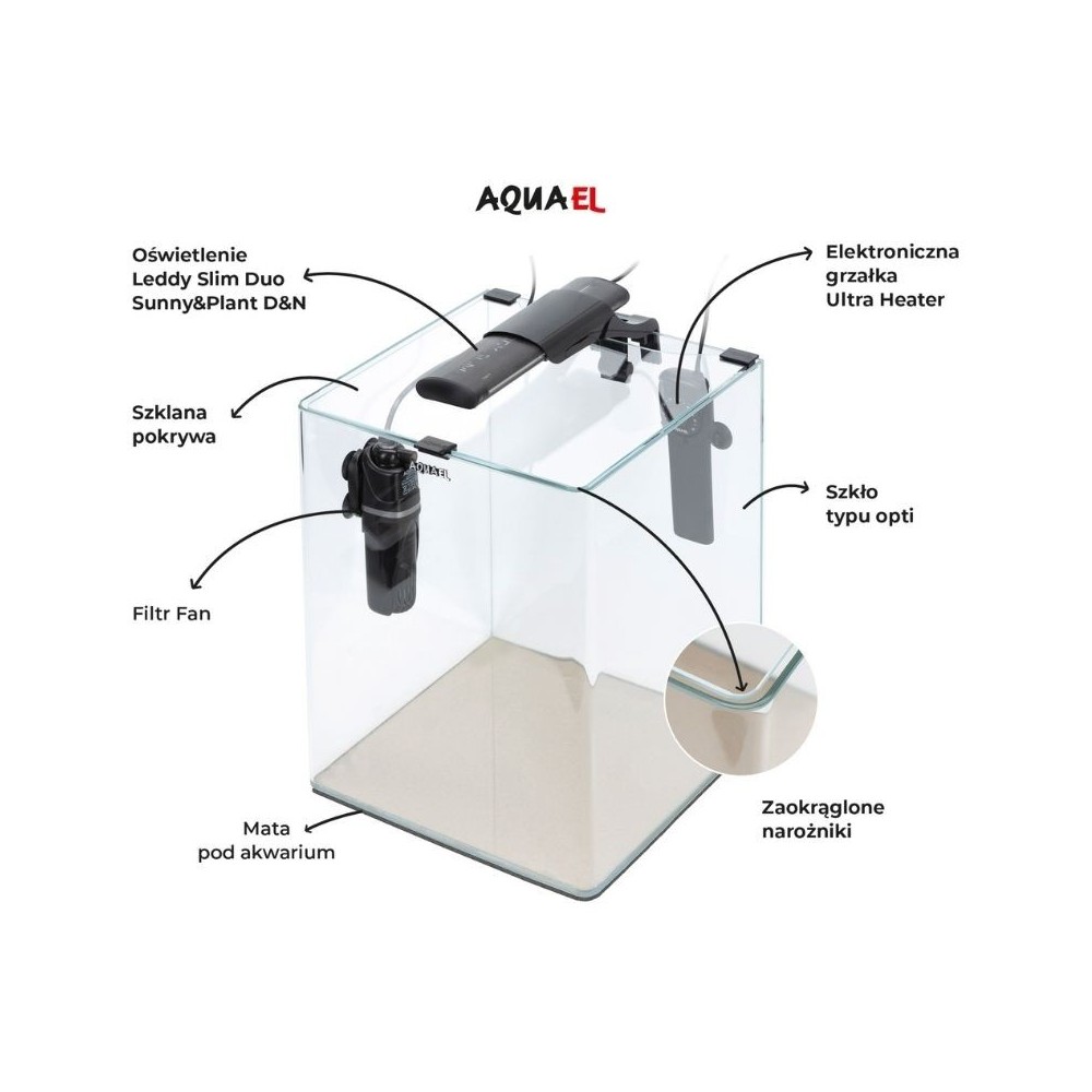 Opti Bent 20 akvariumas stačiakampis, juodas, 25x25x30 cm, 19 l - Image 7