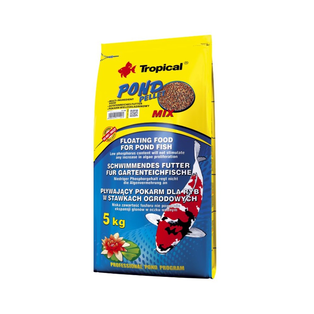 Tropical Pond Pellet Mix S pašaras tvenkinių žuvims spalvotomis granulėmis 50 l (5 kg)