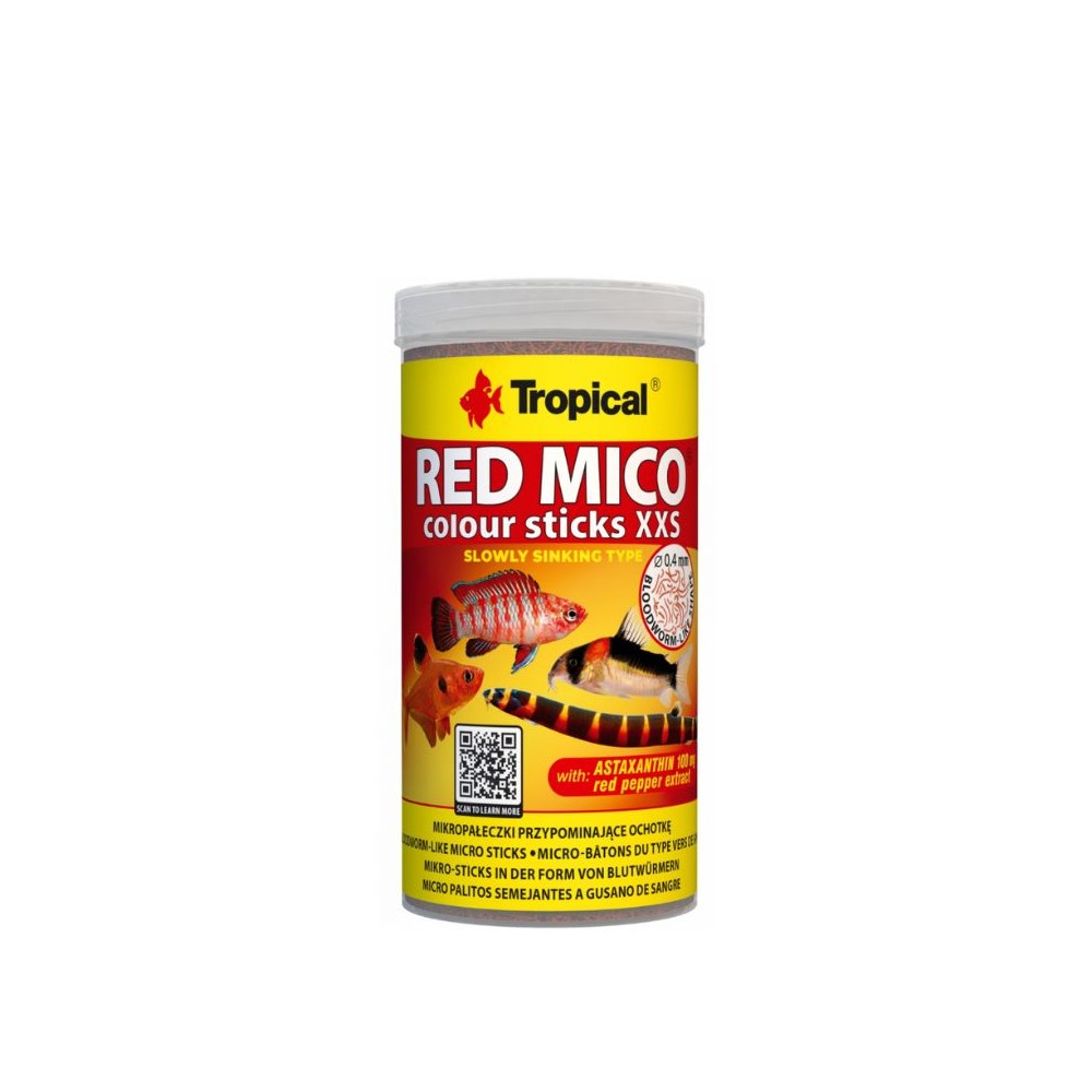 Tropical Red Mico Colour sticks XXS pašaras žuvims, 100 ml