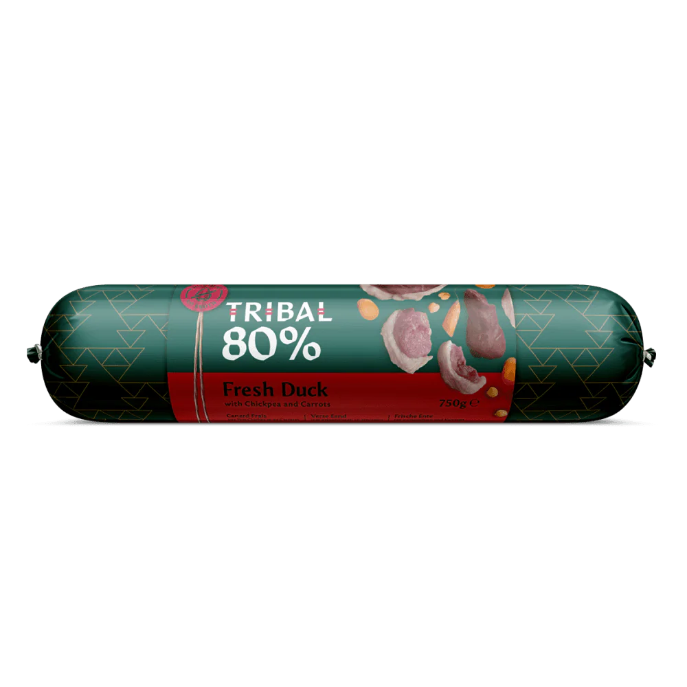 Šlapias maistas šunims su šviežia antiena – Tribal Gourmet Sausage 80% Fresh Duck 300g - Image 2