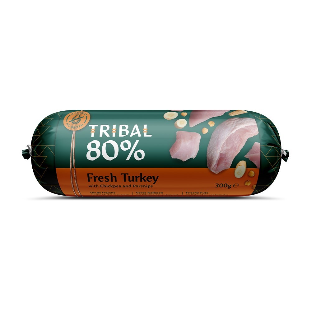 Šlapias maistas šunims su šviežia kalakutiena – Tribal Gourmet Sausage 80% Fresh Turkey