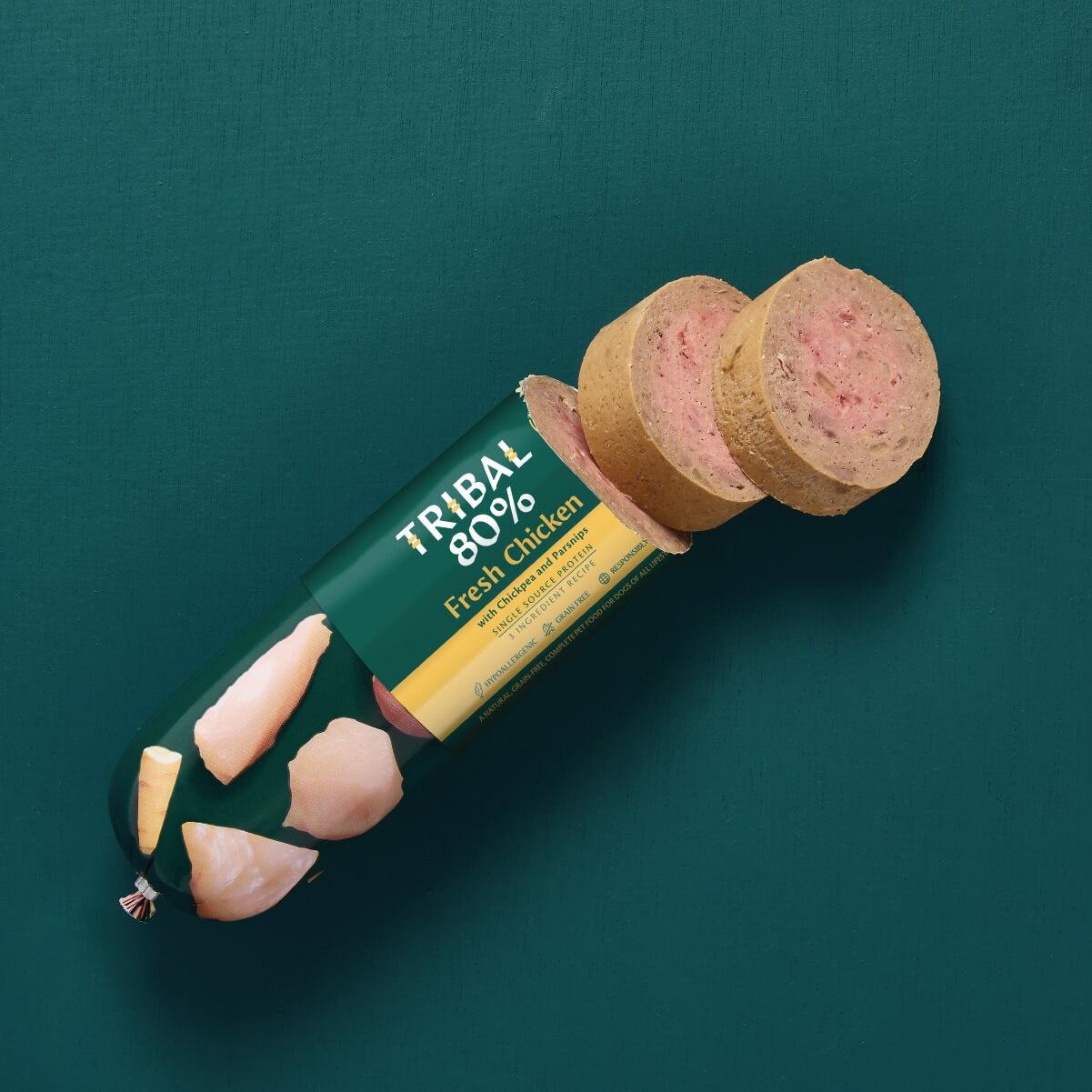 Šlapias maistas šunims su šviežia vištiena – Tribal Gourmet Sausage 80% Fresh Chicken - Image 4