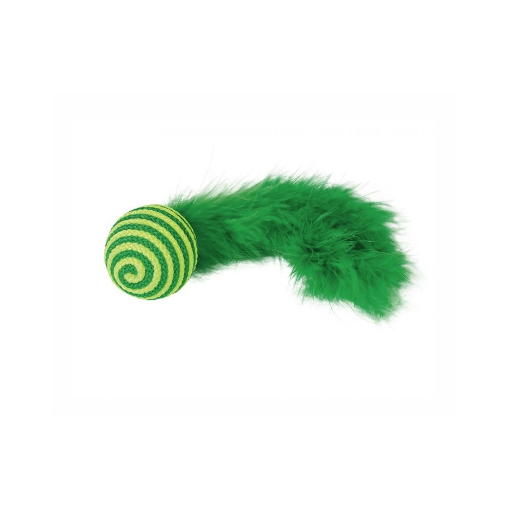 Žaislas katėms kamuoliukas su plunksna, 19 cm1