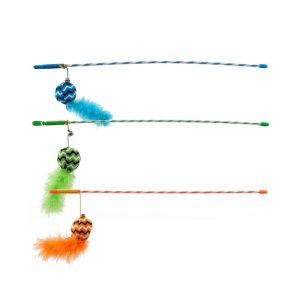 Žaislas katėms meškerė su pliušiniu kamuoliuku su plunksna Magic Cat, 17+45 cm