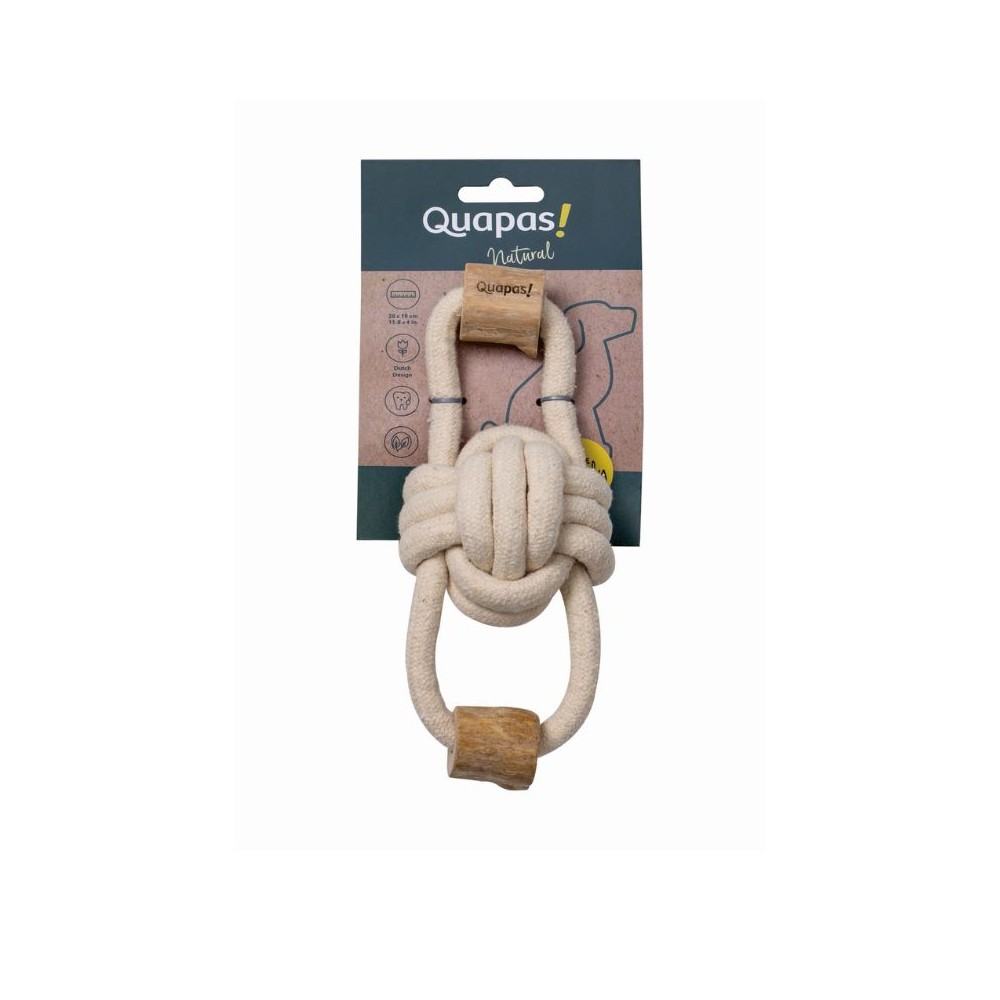 Žaislas šunims iš natūralios virvės, mazgas su kavamedžio žiedais, 30x10 cm